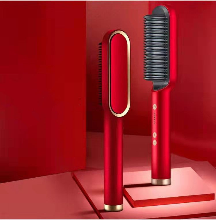 2 In 1 Hair Straightener Hot Comb & Iron Curling Tong Dual-purpose Electric Hair Brush
