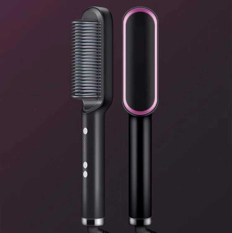 2 In 1 Hair Straightener Hot Comb & Iron Curling Tong Dual-purpose Electric Hair Brush