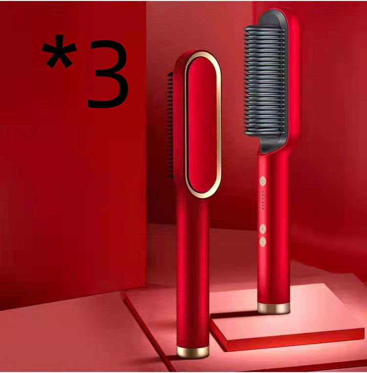 2 In 1 Hair Straightener Hot Comb & Iron Curling Tong Dual-purpose Electric Hair Brush