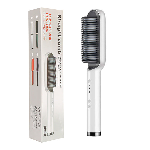 2 In 1 Hair Straightener Hot Comb & Iron Curling Tong Dual-purpose Electric Hair Brush