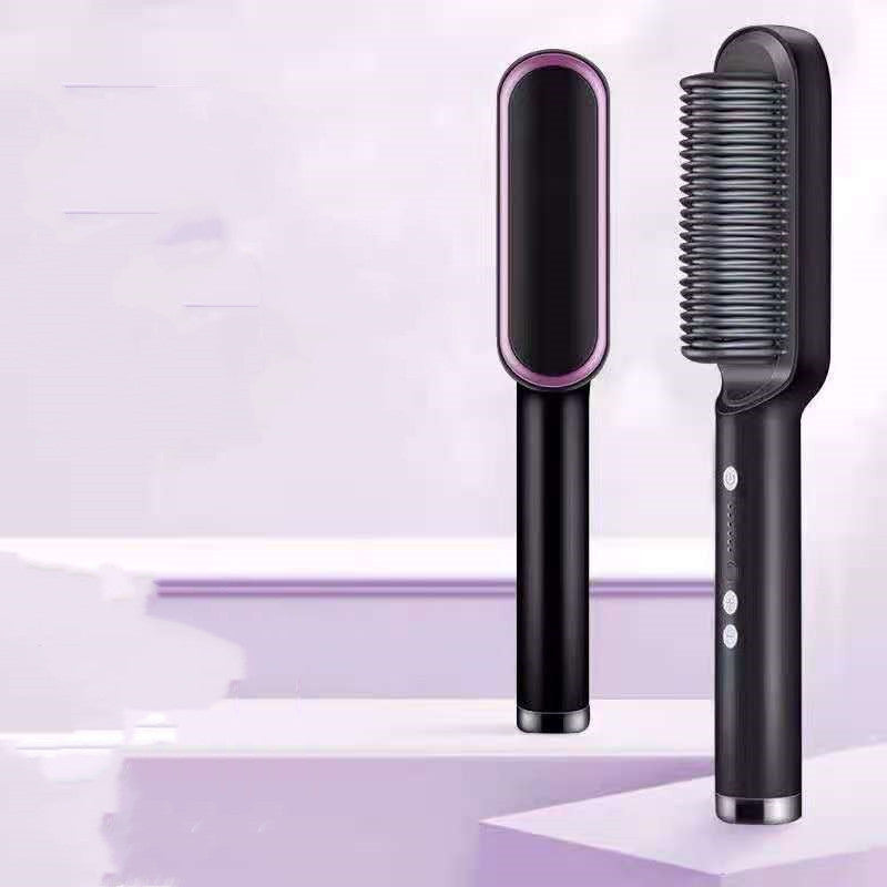 2 In 1 Hair Straightener Hot Comb & Iron Curling Tong Dual-purpose Electric Hair Brush