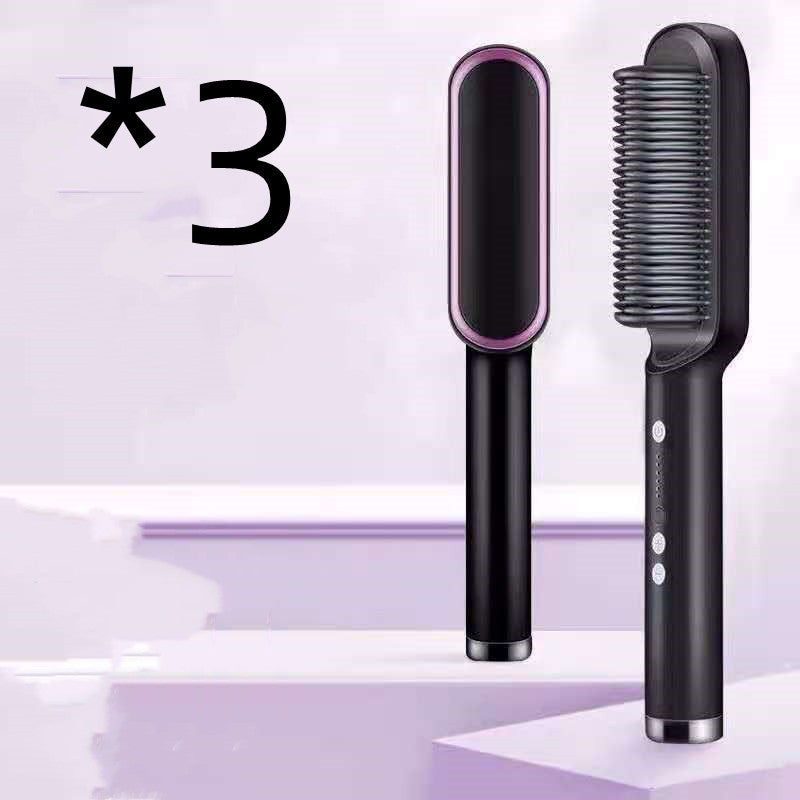 2 In 1 Hair Straightener Hot Comb & Iron Curling Tong Dual-purpose Electric Hair Brush