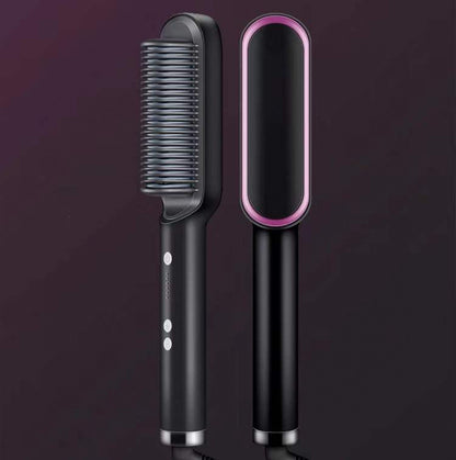 2 In 1 Hair Straightener Hot Comb & Iron Curling Tong Dual-purpose Electric Hair Brush