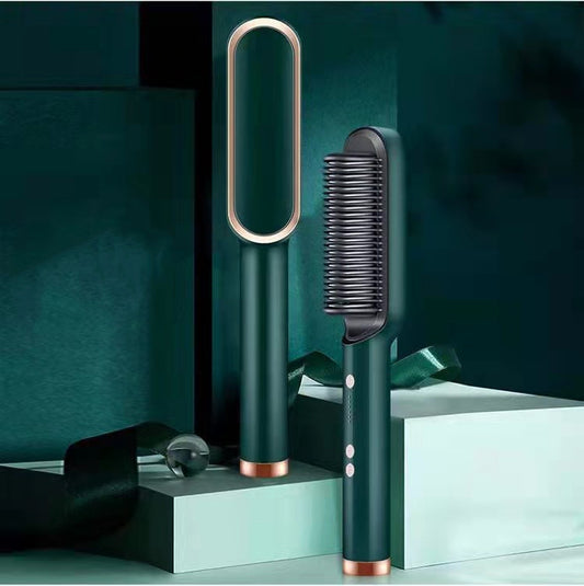 2 In 1 Hair Straightener Hot Comb & Iron Curling Tong Dual-purpose Electric Hair Brush
