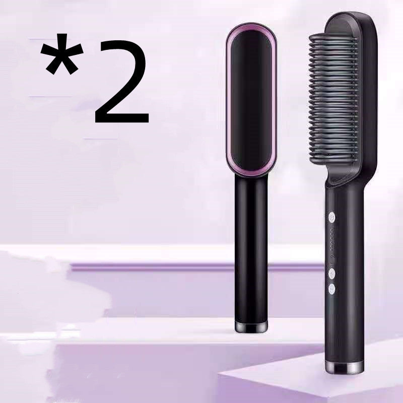 2 In 1 Hair Straightener Hot Comb & Iron Curling Tong Dual-purpose Electric Hair Brush