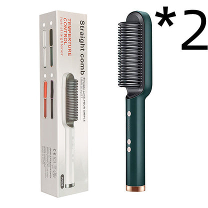 2 In 1 Hair Straightener Hot Comb & Iron Curling Tong Dual-purpose Electric Hair Brush
