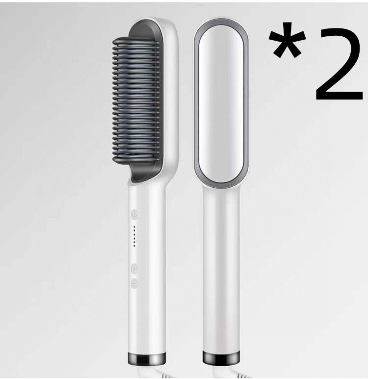 2 In 1 Hair Straightener Hot Comb & Iron Curling Tong Dual-purpose Electric Hair Brush