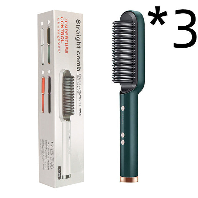 2 In 1 Hair Straightener Hot Comb & Iron Curling Tong Dual-purpose Electric Hair Brush