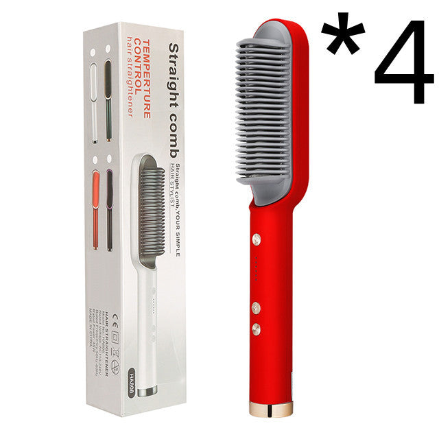 2 In 1 Hair Straightener Hot Comb & Iron Curling Tong Dual-purpose Electric Hair Brush