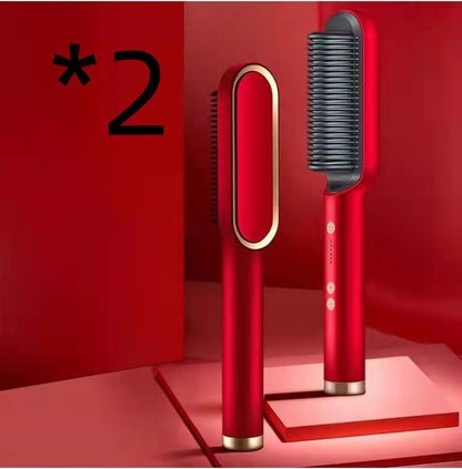 2 In 1 Hair Straightener Hot Comb & Iron Curling Tong Dual-purpose Electric Hair Brush