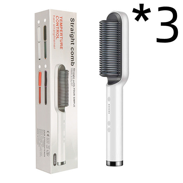 2 In 1 Hair Straightener Hot Comb & Iron Curling Tong Dual-purpose Electric Hair Brush