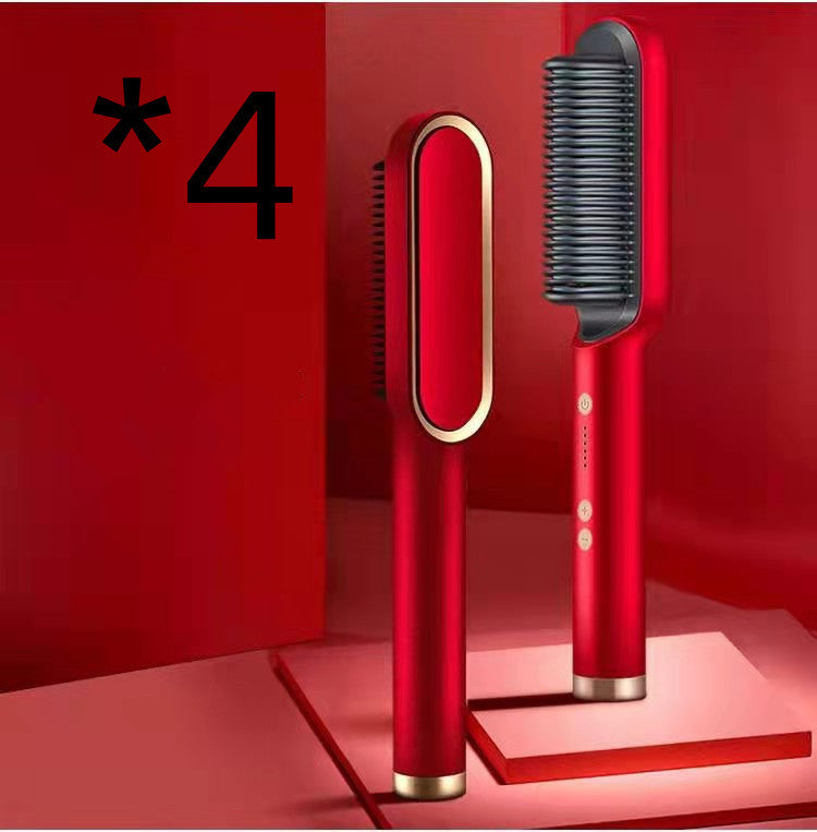 2 In 1 Hair Straightener Hot Comb & Iron Curling Tong Dual-purpose Electric Hair Brush