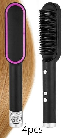 2 In 1 Hair Straightener Hot Comb & Iron Curling Tong Dual-purpose Electric Hair Brush