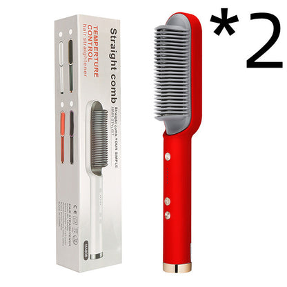 2 In 1 Hair Straightener Hot Comb & Iron Curling Tong Dual-purpose Electric Hair Brush