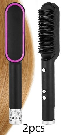 2 In 1 Hair Straightener Hot Comb & Iron Curling Tong Dual-purpose Electric Hair Brush