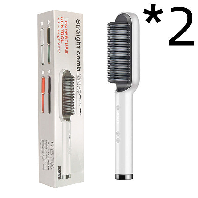 2 In 1 Hair Straightener Hot Comb & Iron Curling Tong Dual-purpose Electric Hair Brush